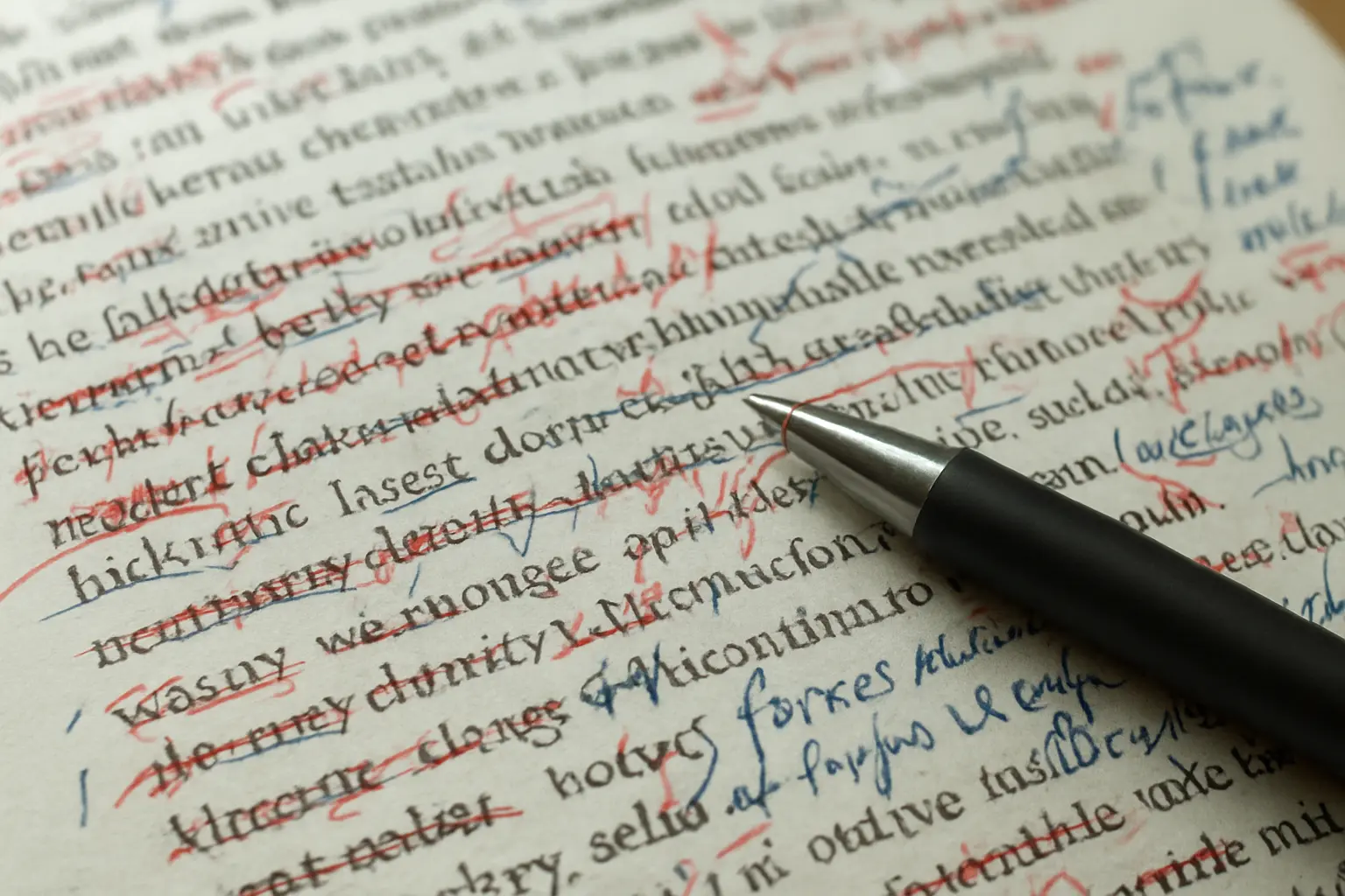 Thesis chapter drafts annotated with supervisor feedback