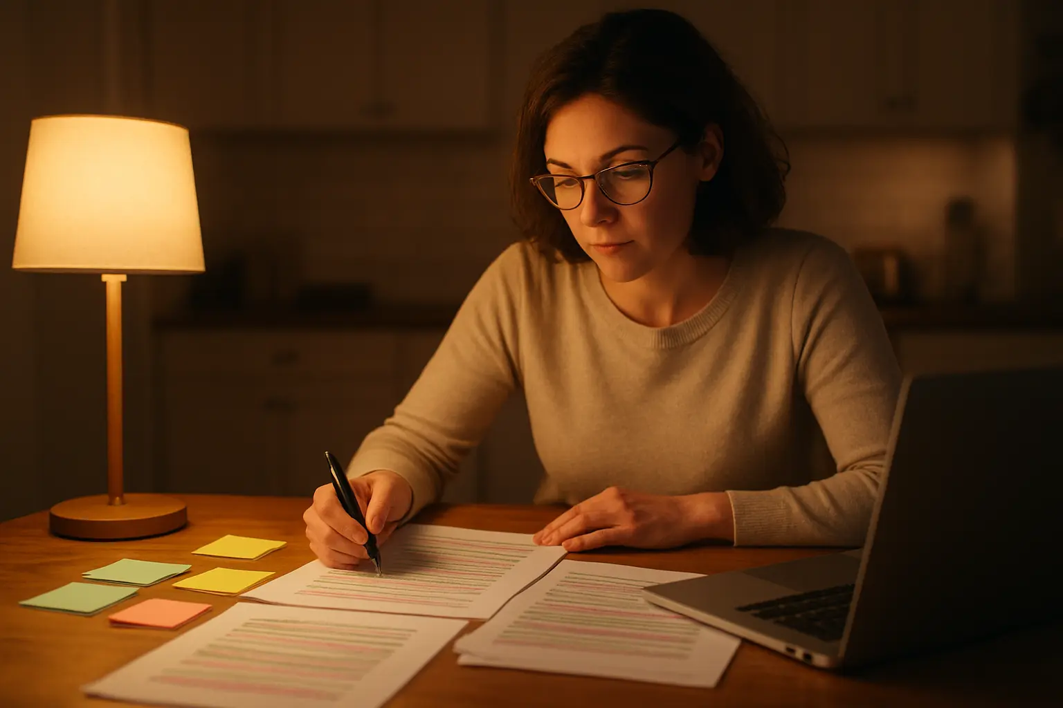 A nurse researcher coding interview transcripts for the analysis section of a doctoral methodology chapter