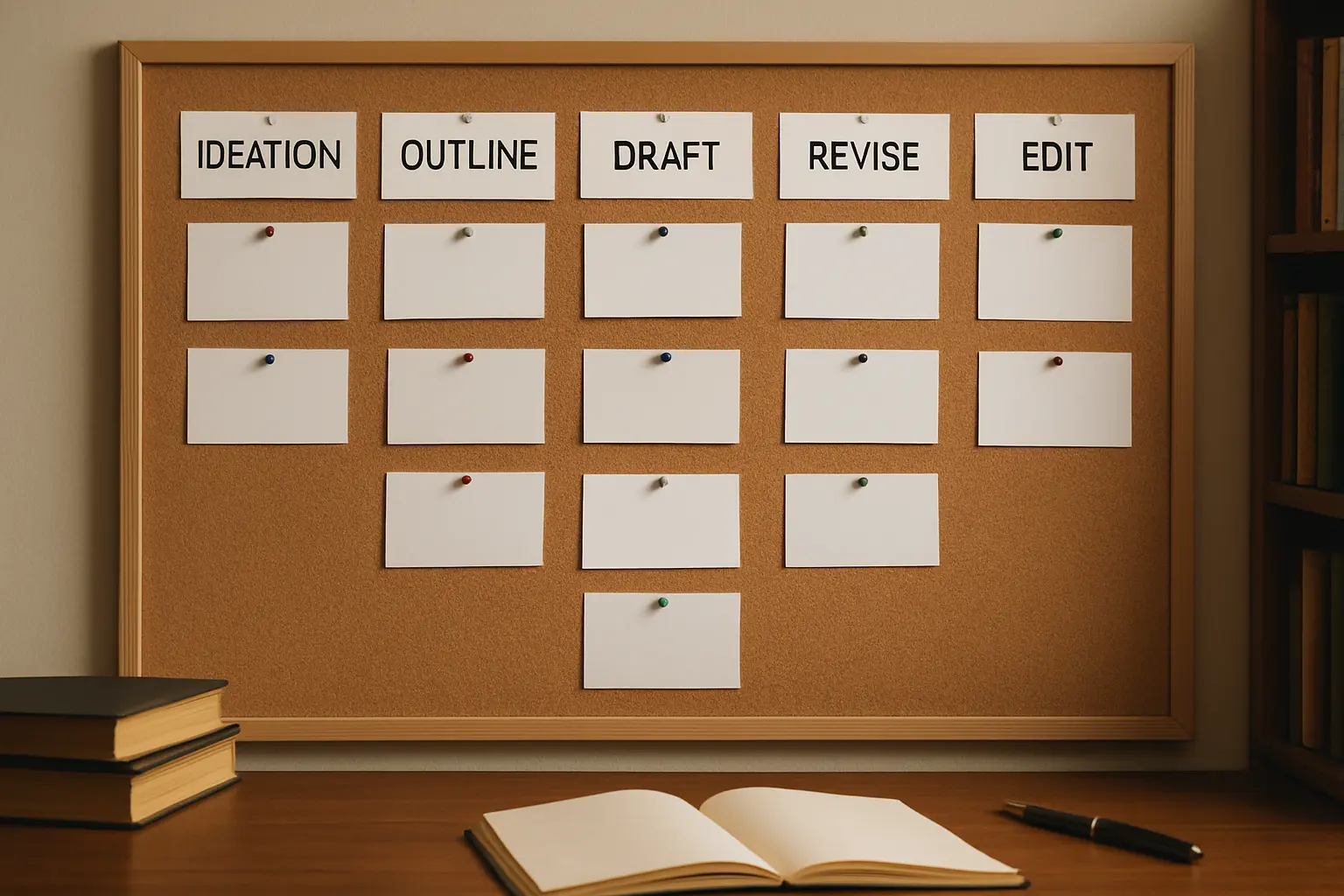 A board tracking thesis chapters at different drafting stages