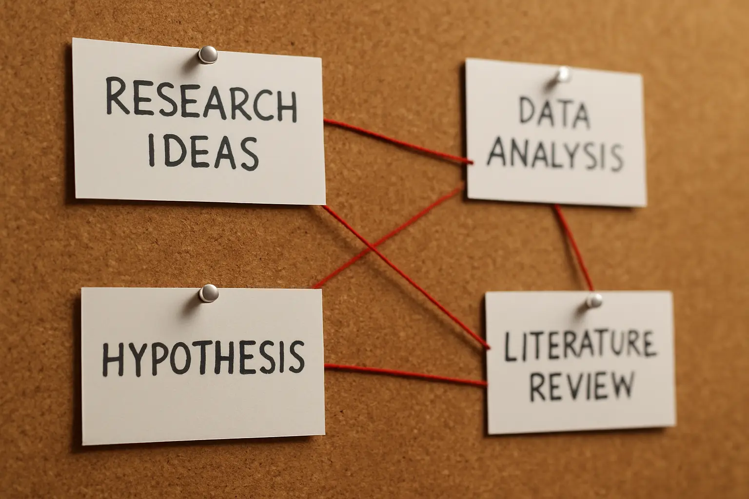 Index cards linked with thread mapping thesis ideas