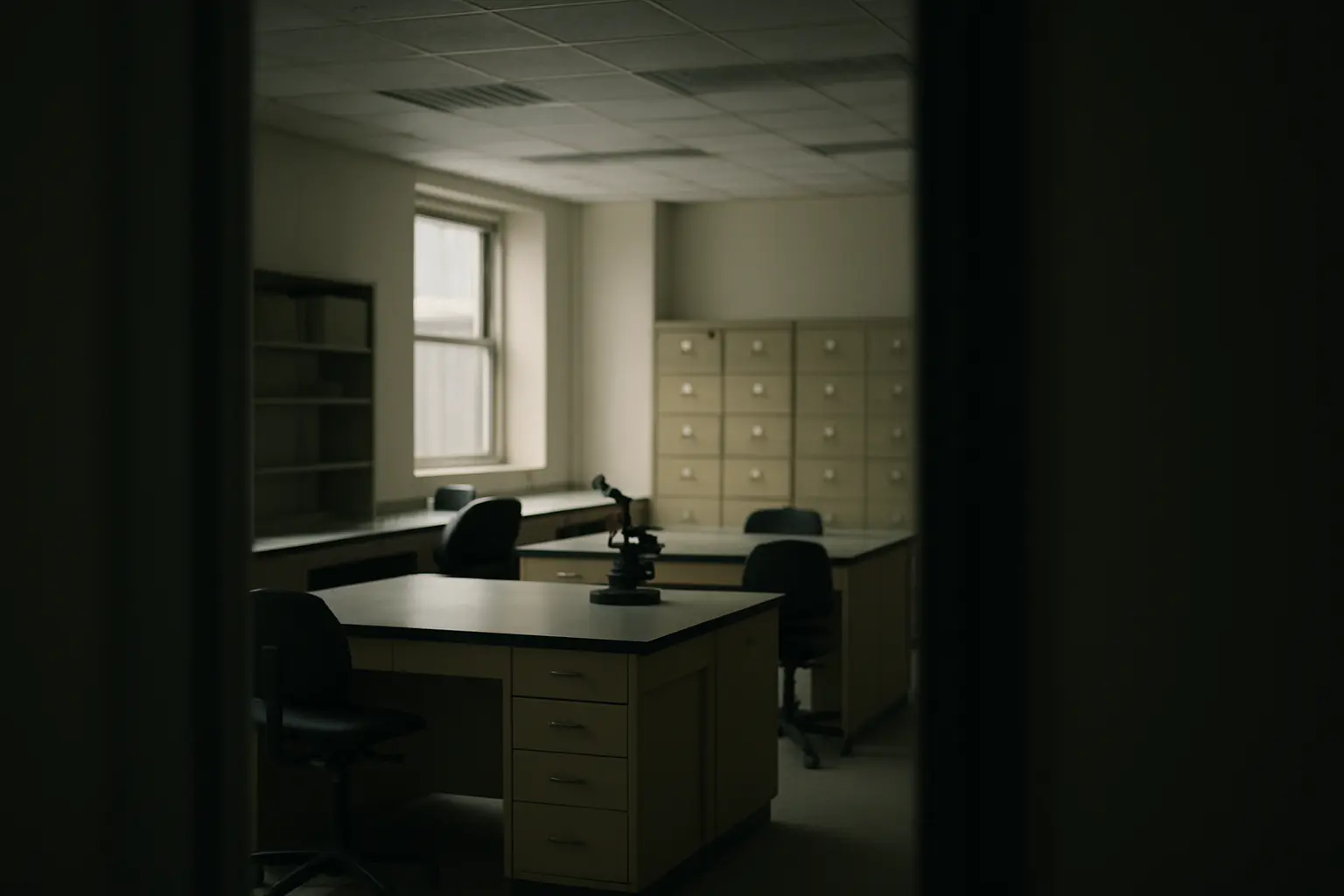 An empty lab during a researcher's continuation period, when primary research normally stops