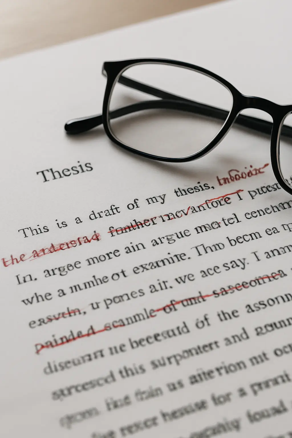 Margin corrections on a printed thesis draft