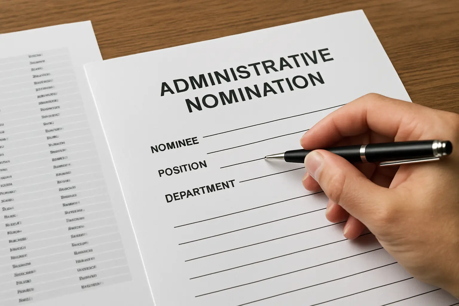 An examiner nomination form being completed by a supervisory team