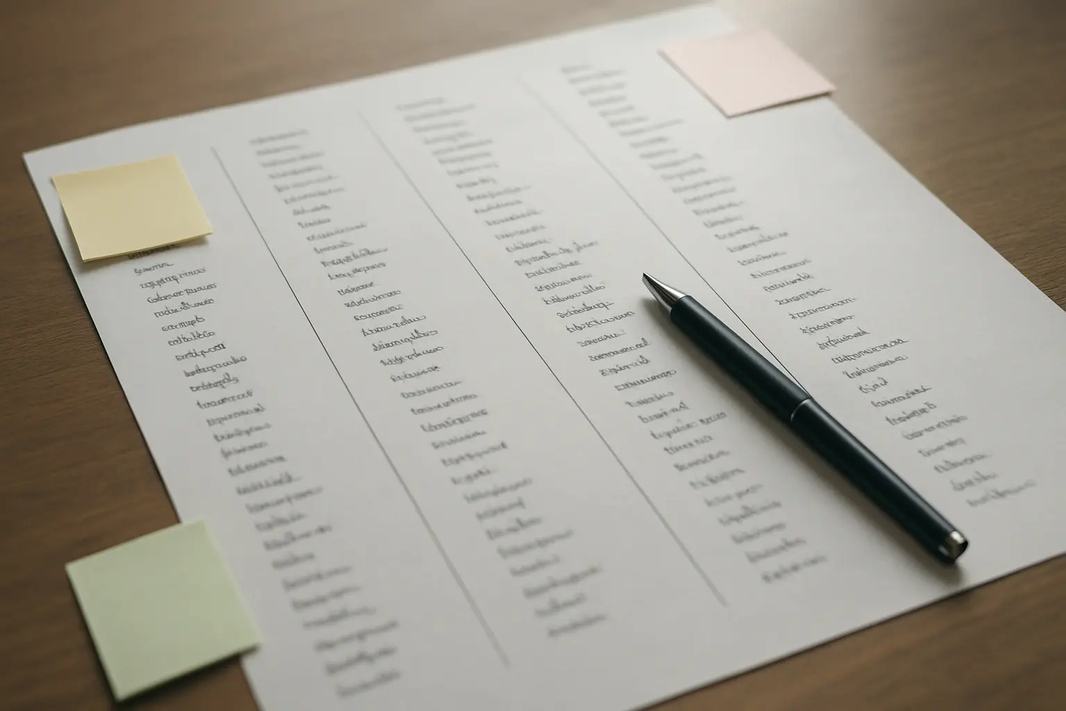 A hand-built bank of reporting verbs sorted into columns by the strength each one commits to
