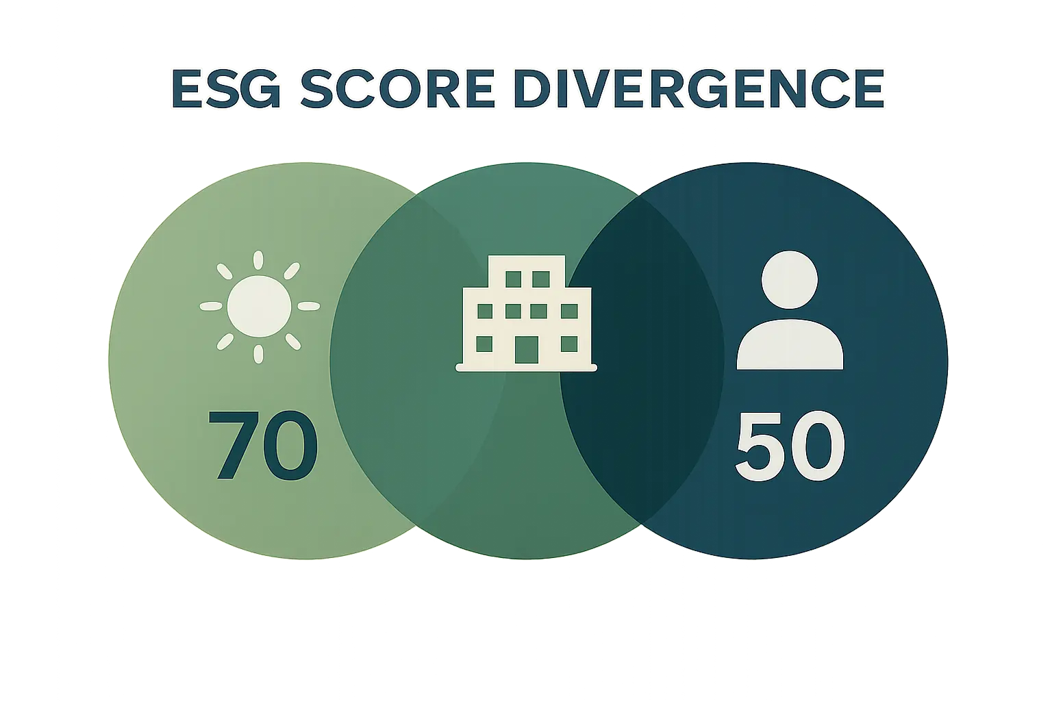 Diagram illustrating how different ESG rating providers can score the same firm differently